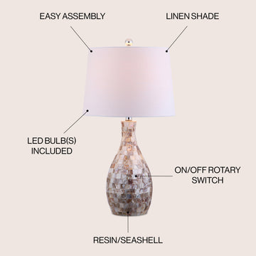 Verna 26.5" Seashell LED Table Lamp - JONATHAN Y